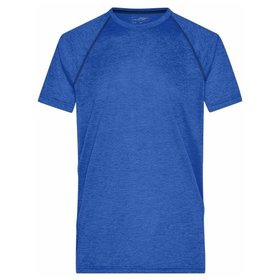 James & Nicholson - Herren Fitness Shirt JN496, blau-melange/navy-blau, Größe XL