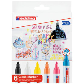 edding - 95 Glasmarker 6er-Set sortiert