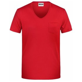 James & Nicholson - Herren T-Shirt mit Brusttasche 8004, rot, Größe XXL