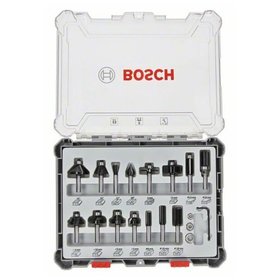 Bosch - 15-teiliges Fräser-Set, 8-mm-Schaft. Für Handfräsen (2607017472)