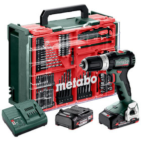 metabo® - Akku-Schlagbohrschrauber SB 18 L BL Set (613157710) mit 78-teiliger Mobiler Werkstatt, Kunststoffkoffer, 18V 2x2Ah Li-Power + SC 30