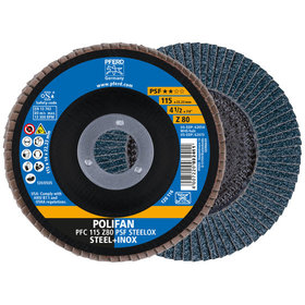 PFERD - POLIFAN Fächerscheibe PFC 115x22,23 mm konisch Z80 Uni.-Linie PSF STEELOX Stahl/Edelstahl