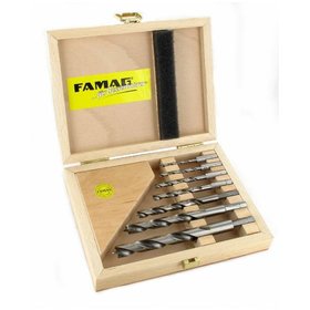 FAMAG® - Holzspiralbohrer-Bitsatz lang 7-teilig Ø 3, 4 ,5 ,6, 8, 10 und 12mm im Holzkasten