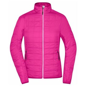 James & Nicholson - Damen Hybrid Jacke JN1115, pink/silber, Größe S