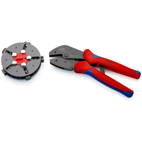 KNIPEX® - MultiCrimp® Crimpzange mit Wechselmagazin brüniert, mit Mehrkomponenten-Hüllen 250 mm 973302