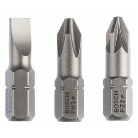 Bosch - Schrauberbit-Set Extra-Hart (gemischt), 3-teilig, S 1,0x5,5, PH2, PZ2, 25mm (2607001766)