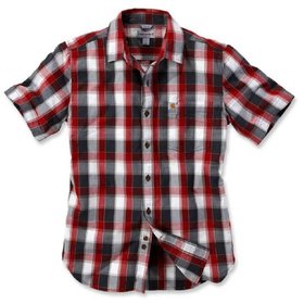 carhartt® - Herren Holzfällerhemd Slim Fit SLIM FIT PLAID SHIRT S/S, dark crimson, Größe M