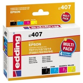 edding - EDD-407 ersetzt Epson T071X Multipack 4 - BK/C/M/Y - 4x 9 ml