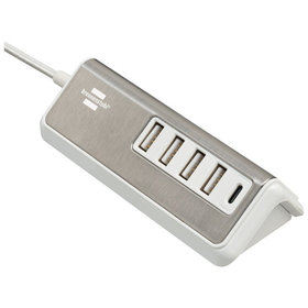 brennenstuhl® - estilo USB-Multiladegerät mit 1,5m Textilkabel 4x USB + 1x USB C Power Delivery