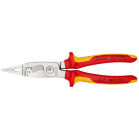 KNIPEX® - Elektro-Installationszange verchromt, isoliert mit Mehrkomponenten-Hüllen, VDE-geprüft 200 mm 1386200