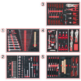 KSTOOLS® - Universal-Systemeinlagen-Satz für 5 Schubladen mit 251 Premium-Werkzeugen