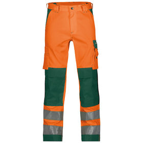 Dassy® - Buffalo Warnschutzhose mit Kniepolstertaschen, neonorange/flaschengrün, Schrittlänge Minus, Größe 48