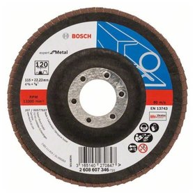 Bosch - Fächerschleifscheibe X551, Expert for Metal, gewinkelt, 115mm, 120, Glasgewebe (2608607346)