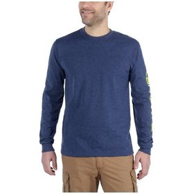 carhartt® - Herren T-Shirt SLEEVE LOGO T-SHIRT L/S, dark cobalt blue heather, Größe XXL