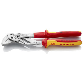 KNIPEX® - Zangenschlüssel Zange und Schraubenschlüssel in einem Werkzeug verchromt, isoliert mit Mehrkomponenten-Hüllen, VDE-geprüft 250 mm 8606250