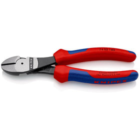 KNIPEX® - Kraft-Seitenschneider schwarz atramentiert, mit Mehrkomponenten-Hüllen 180 mm 7402180