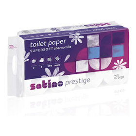 Satino - Toilettenpapier Kamille Prestige, 9,4x12cm, 150Bl, 3-lagig, 8 Rollen