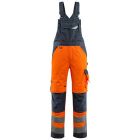 MASCOT® - Newcastle Latzhose mit Knietaschen - SAFE SUPREME - hi-vis Orange/Schwarzblau, Gr. 82C48