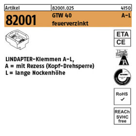 LINDAPTER-Klemmen ART 82001 GT A LM 10 feuerverzinkt, lang S