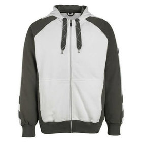 MASCOT® - Kapuzensweatshirt mit Reißverschluss UNIQUE, Weiß/Dunkelanthrazit, Größe XS