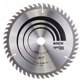 Bosch - Sägeblatt Optiline Wood für Handkreissägen ø190 x 20/16 x 2,6mm, 48 Zähne (2608640614)