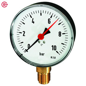 RIEGLER® - Standardmanometer, Stahlblech, G 1/2" unten, 0-6,0 bar, Ø 160