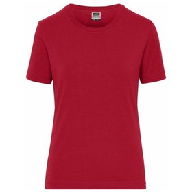 James & Nicholson - Damen Bio Workwear T-Shirt Stretch JN1801, rot, Größe XL