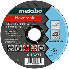 metabo® - Novorapid 125 x 1,0 x 22,23 mm, Inox, Trennscheibe, gerade Ausführung (616271000)