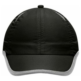 James & Nicholson - Microfaser Sports Cap MB6156, schwarz/hellgrau, Einheitsgröße