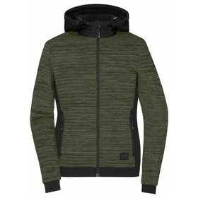 James & Nicholson - Damen Strickfleece Jacke JN1843, oliv-melange/schwarz, Größe XXL