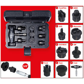 KSTOOLS® - 3/8" Öldienst-Spezialprofil-Satz für Kunststoff-Ölablassschrauben, 9-tlg