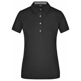 James & Nicholson - Damen Poloshirt Karo Optik JN969, schwarz/schwarz-weiß, Größe XL