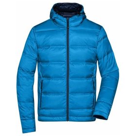 James & Nicholson - Herren Kapuzen Daunenjacke JN1152, blau/navy-blau, Größe M