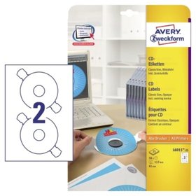 AVERY™ Zweckform - L6015-25 CD/DVD-Etikett ø117 mm, 50er-Pack, matt weiß