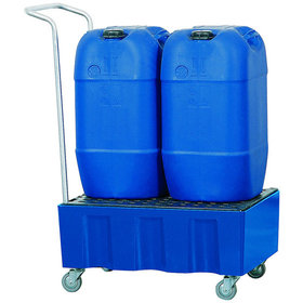 asecos® - Auffangwanne PE 60 l mit Rollen und PE-Gitterrost