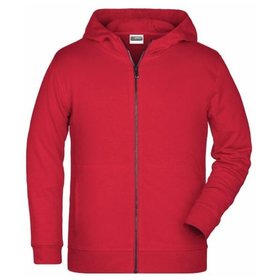 James & Nicholson - Kinder Hoody Sweatjacke 8026K, rot, Größe S