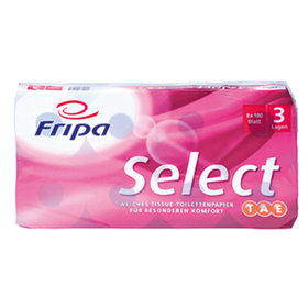 Fripa - Toilettenpapier Select 1030807 3-lagig weiß 8 Rollen à 180 Blatt