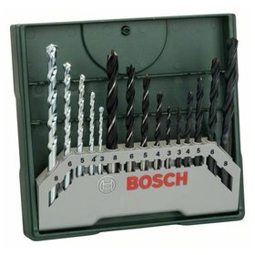 Bosch - Mini-X-Line Mixed-Set, 15-teilig, 5 Stein-, 5 Metall-, 5 Holzbohrer (2607019675)