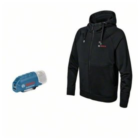 Bosch - Beheizbarer Hoodie GHH 12+18V XA, Akkuadapter GAA 12V-21 Professional, Größe L (06188000ES)