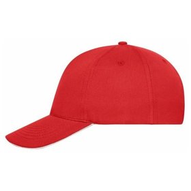 James & Nicholson - 5 Panel Sandwich Cap Bio Baumwolle MB6238, rot/weiß, Einheitsgröße