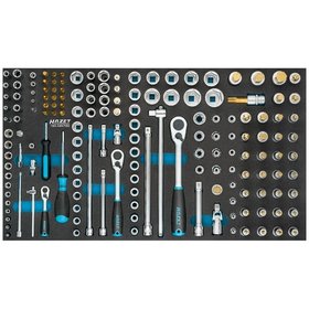 HAZET - Steckschlüssel Satz 163-549/160, Vierkant 6,3mm (1/4"), Vierkant 10mm (3/8"), Vierkant 12,5mm (1/2"), Sechskant 6,3 (1/4"), Auß