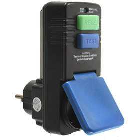as® Schwabe - Personenschutz-Adapter 30mA mit Steckdose Auslösezeit <30mS, m.Klappdeckel, IP44