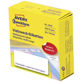 AVERY™ Zweckform - 3833 Vielzweck-Etiketten, 50 x 19 mm, 1 Rolle/250 Etiketten, weiß