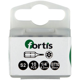 FORTIS - Bit 1/4" DIN 3126 C6,3 TX15 x 25mm mit Bohrung, 10 Stück