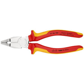 KNIPEX® - Kombizange Chrom-Vanadin verchromt, isoliert mit Mehrkomponenten-Hüllen, VDE-geprüft 190 mm 0106190