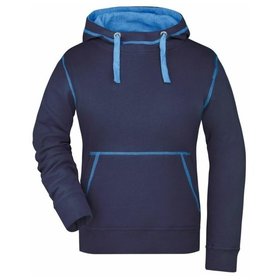 James & Nicholson - Damen Lifestyle Kapuzensweatshirt JN960, navy-blau/carbon, Größe XXL