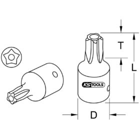 KSTOOLS® - 1/4" CHROMEplus Bit-Stecknuss Fünfstern, Stirnlochbohrung,TS10