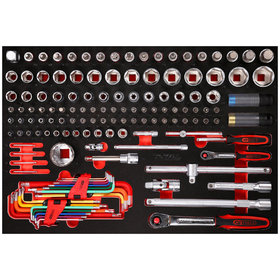 KSTOOLS® - 1/4" + 1/2" Steckschlüssel-Satz in Schaumstoffeinlage, 137-teilig