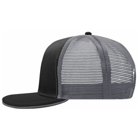 James & Nicholson - 6 Panel Sandwich Flat Cap MB6635, schwarz/charcoal, Einheitsgröße