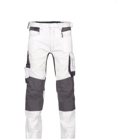 Dassy® - Dynax Painters Malerhose mit Stretch und Kniepolstertaschen, weiß/anthrazit, Schrittlänge Plus, Größe 54